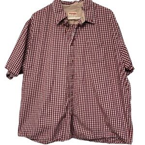 Men's Wrangler Red Casual Button Down S/S Plaid Shirt Size 2XL EUC #0821